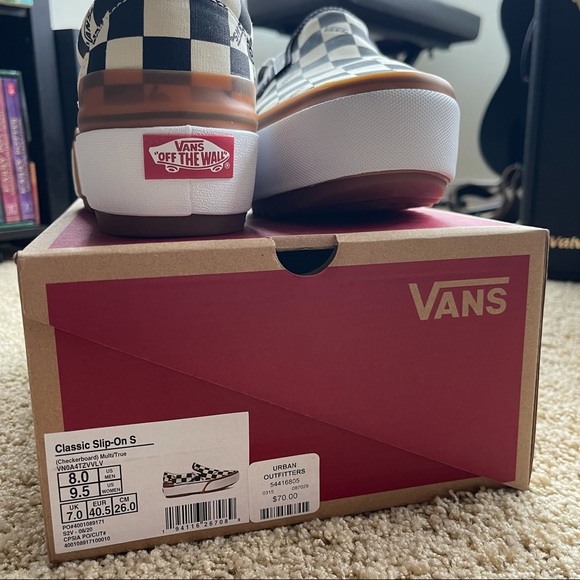 Vans Slip On Stacked Checkerboard Skate Shoe - Black / White - Picture 3 of 4